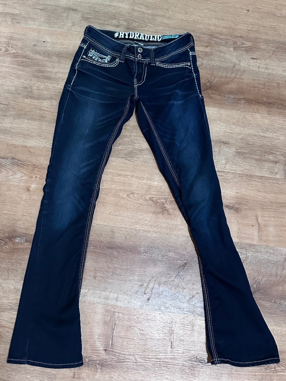 Hydraulic flare embellished jeans size 7/8